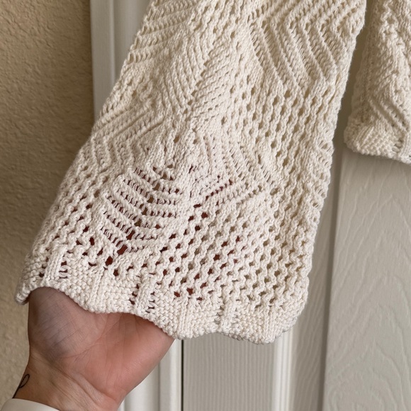 Celebrity Pink Cream Crochet Tie-Front Cardigan - Picture 2 of 4